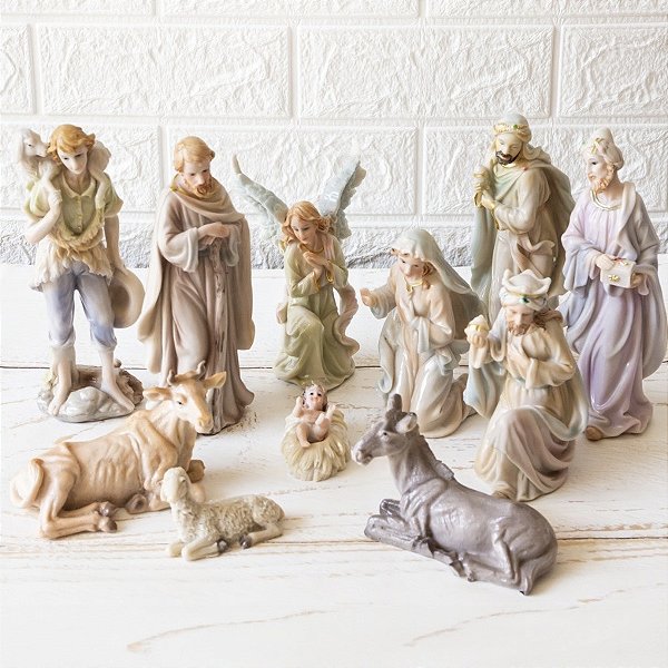 Presépio Resina Porcelana 20cm - 11 Peças