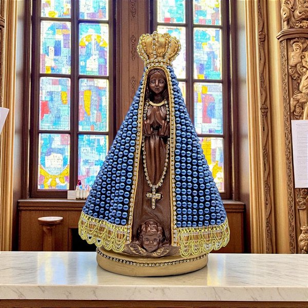 Imagem de Gesso com Pérola Azul N. Sra. Aparecida 23cm