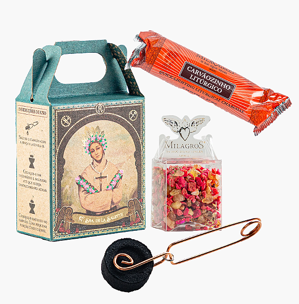 Mini Kit Incenso Pinça e Carvão Nossa Senhora de La Salette - Milagros