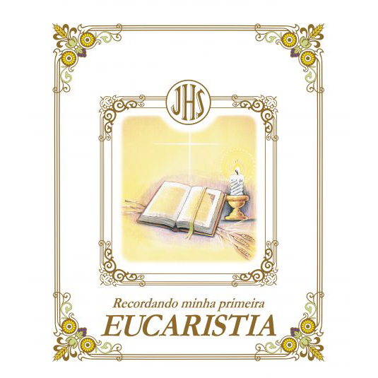 Recordando Minha Primeira Eucaristia - Luxo - Bíblia/Vela/Trigo Paulus