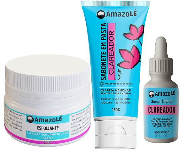 kit Clareador Esfoliante + Sérum + Sabonete em pasta Amazolé