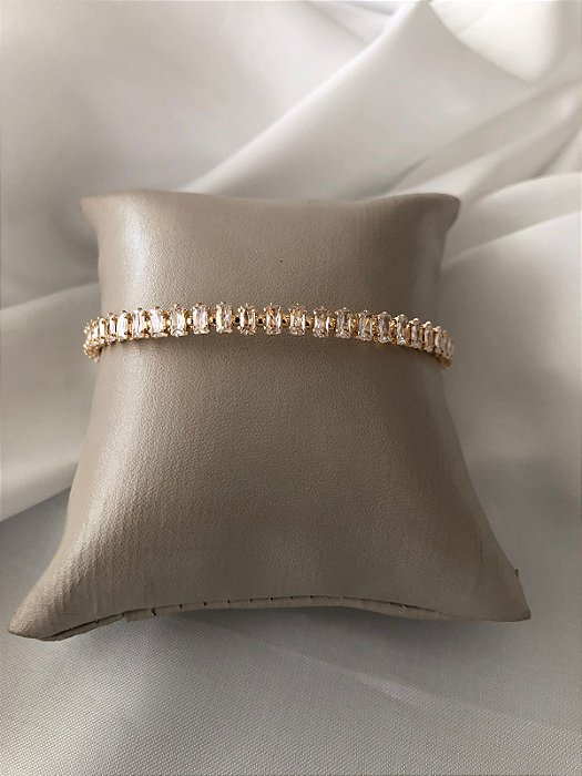 Pulseira com Zircônias Retangulares