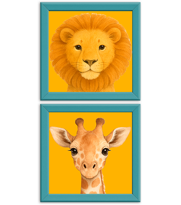 Quadrinhos Girafa E Leão Desenho Infantil Decoração