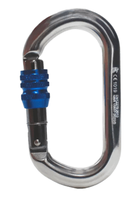 MOSQUETÃO ALUMINIO TRAVA ROSCA OVAL