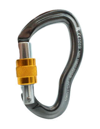 MOSQUETÃO ALUMINIO TRAVA ROSCA D CURVO