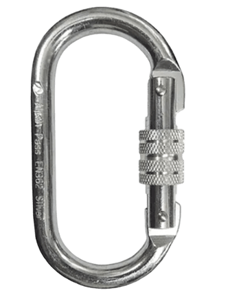 MOSQUETÃO OVAL AÇO TRAVA ROSCA