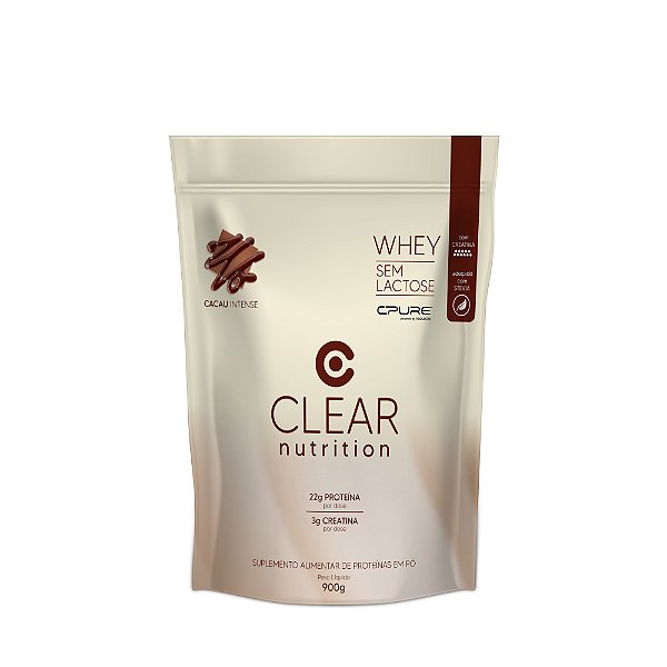 Whey Sem Lactose Cacau Intense Refil 900g Clear Nutrition
