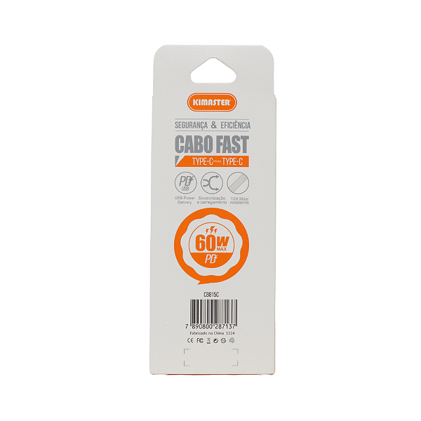 Cabo Kimaster USB-C p/ USB-C C 60W PD 1m - CB815C