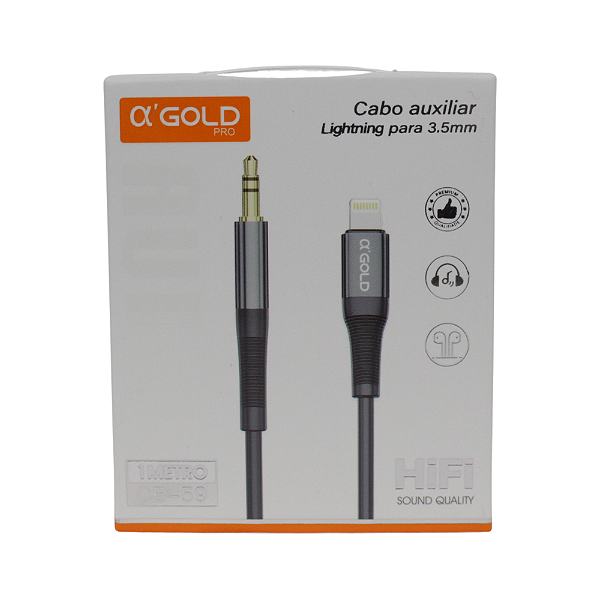 Adaptador de Áudio A'Gold Pro Lightning p/ 3.5mm 1m - CB59