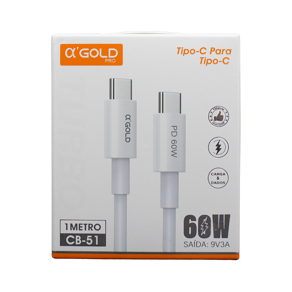 Cabo A'Gold Pro USB-C p/ USB-C 1m - CB51