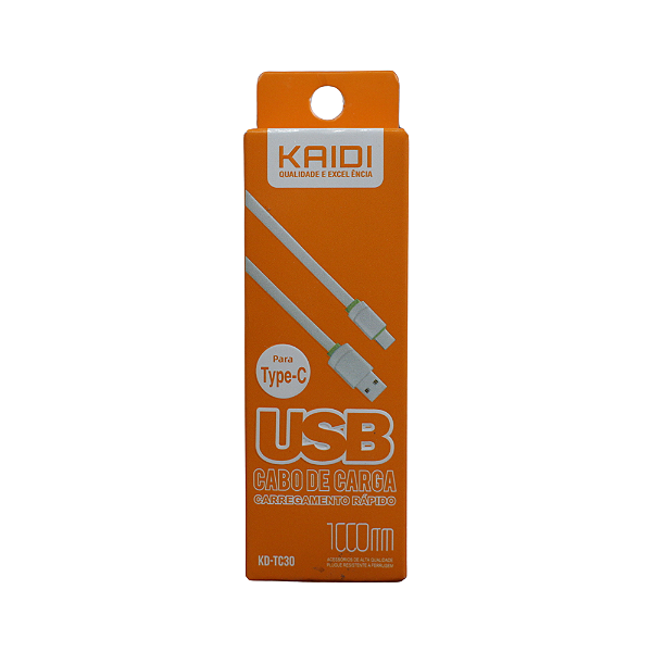 Cabo de Carga Carregamento Rápido USB p/ Tipo C 1m (KD-TC30)