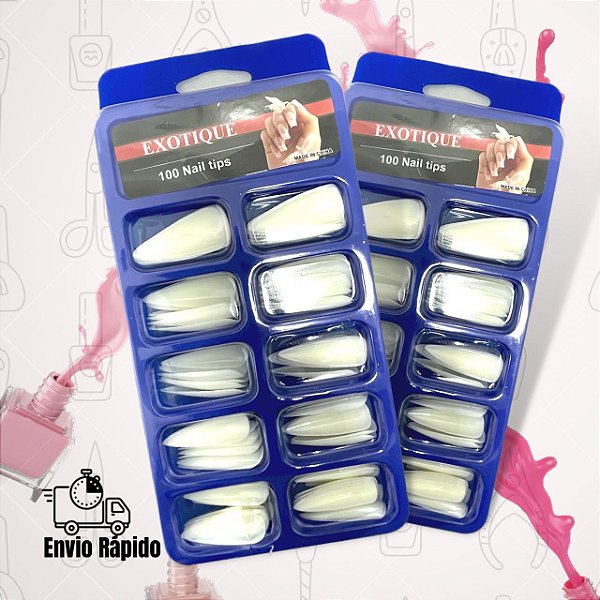 TIPS para Unha Postiça Profissional 100 un Stiletto - Cor: Natural