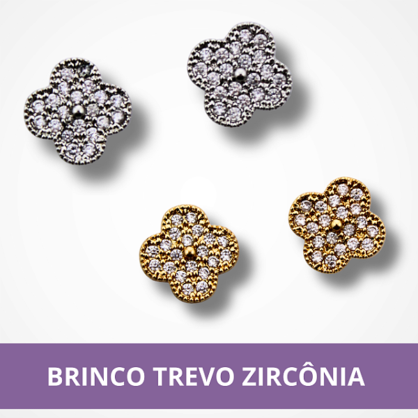 Brinco Trevo Zircônia