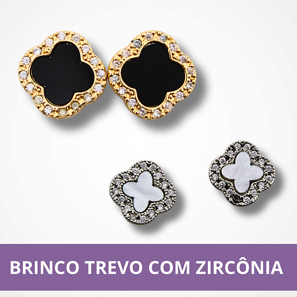 Brinco Trevo com Zircônia