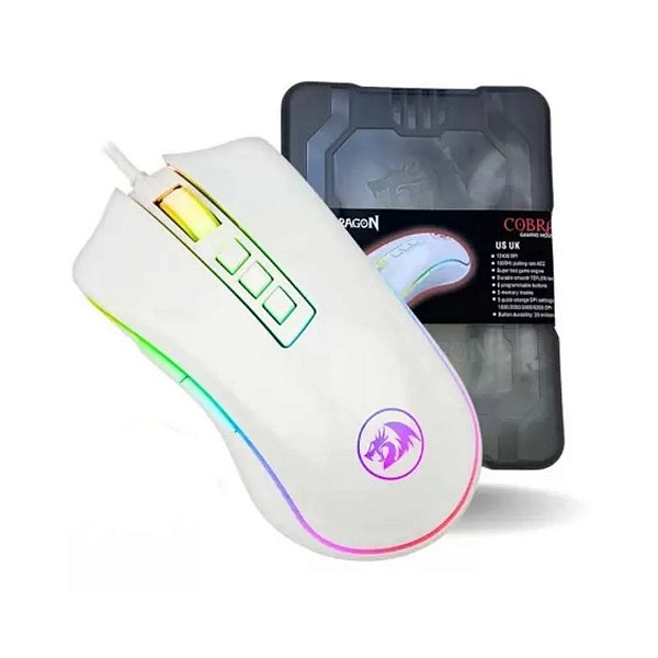 Mouse Gamer Cobra Redragon Branco Chroma M711W - RGB