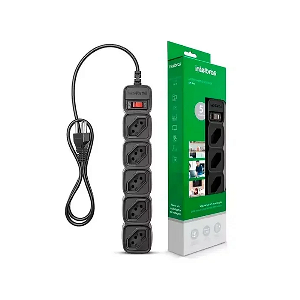 Protetor Eletrônico Intelbras 5 Tomadas Epe205  Preto 1M
