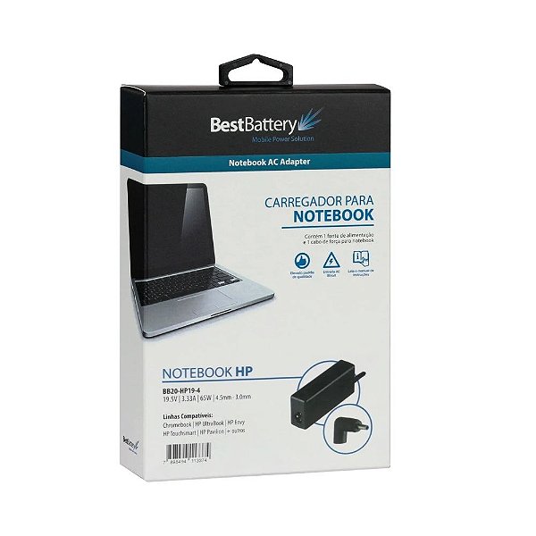 Carregador Notebook HP 19.5V 3.33A 3.0mm 65w BB20-HP19-4