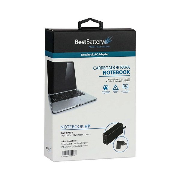 Carregador Notebook HP 19.5V 4.62A 3.0mm 90w BB20-HP19-5