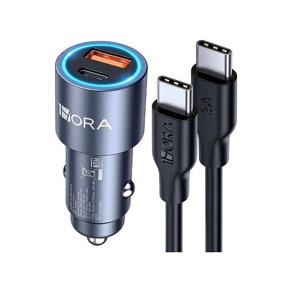 KIT Carregador 2 portas Usb 20w Veicular GAR-241 1HORA