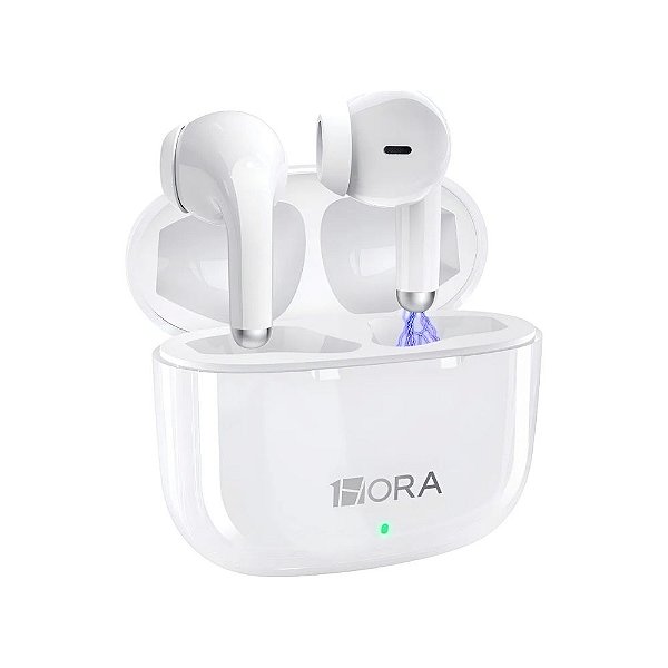 Fone de ouvido Bluetooth 5.3 Sem Fio Branco AUT203 1HORA