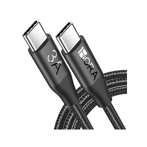 Cabo Usb-C - Usb-C 2m 3.0A Trançado Preto CAB267 1HORA
