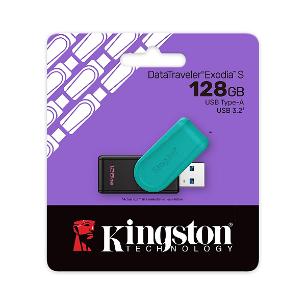 Pendrive DataTraveler Exodia S 128gb 3.2 Preto Kingston