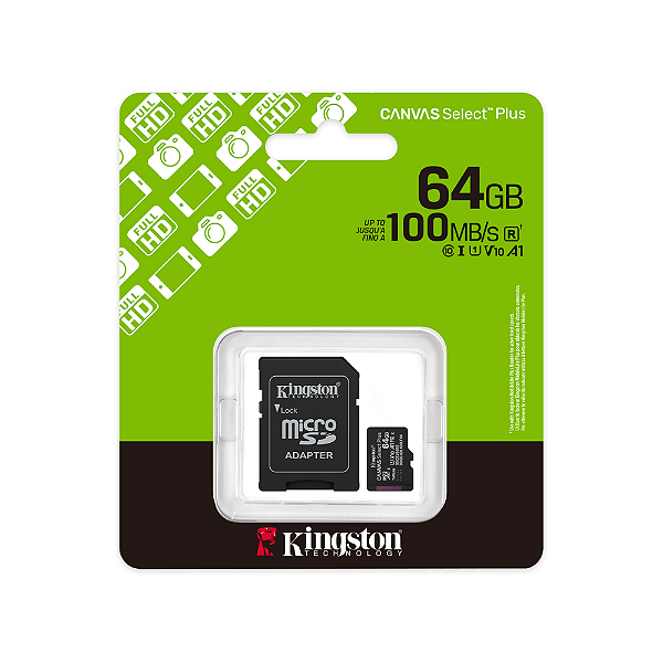 Cartão de Memória Micro SD 64gb Canvas Select Plus Kingston