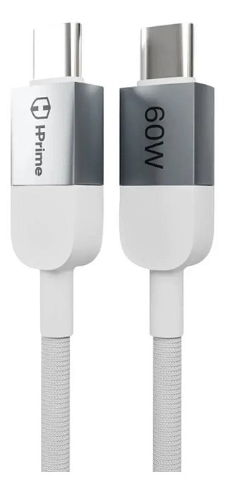 Cabo Carregador Hprime Boost60 Xl 60w Usb Tipo C 2m Grafite Branco