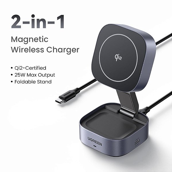 CARREGADOR MAGNETICO 15W 2 EM 1 UGREEN W702