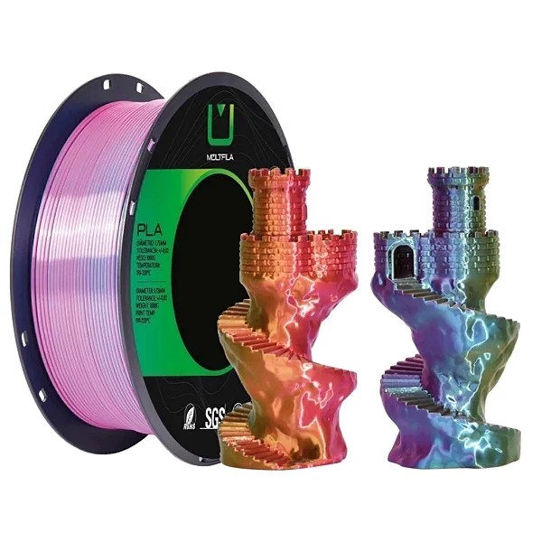 Filamento Multfila PLA Silk Vermelho/Azul/Verde Tri Color 1kg