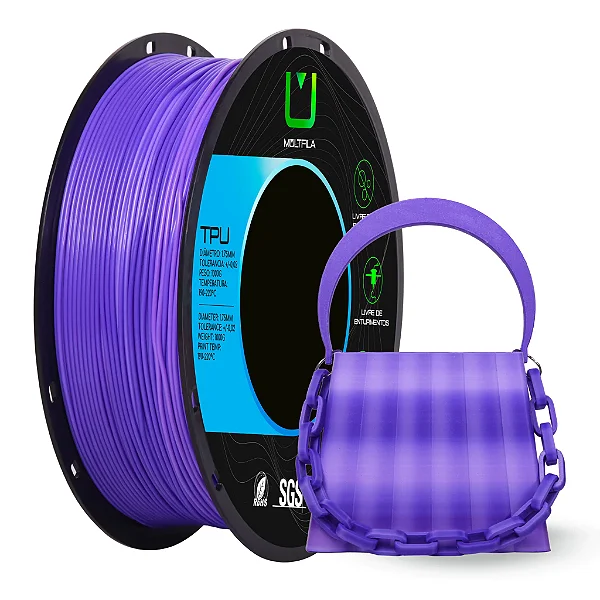 Filamento Multfila TPU 95A Raibow Roxo/Branco 1kg