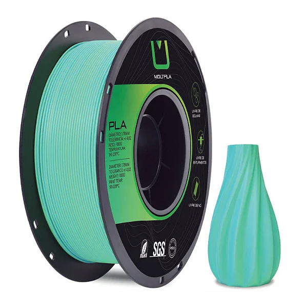 Filamento Multfila PLA Cristal Rainbow Azul e Verde 1kg