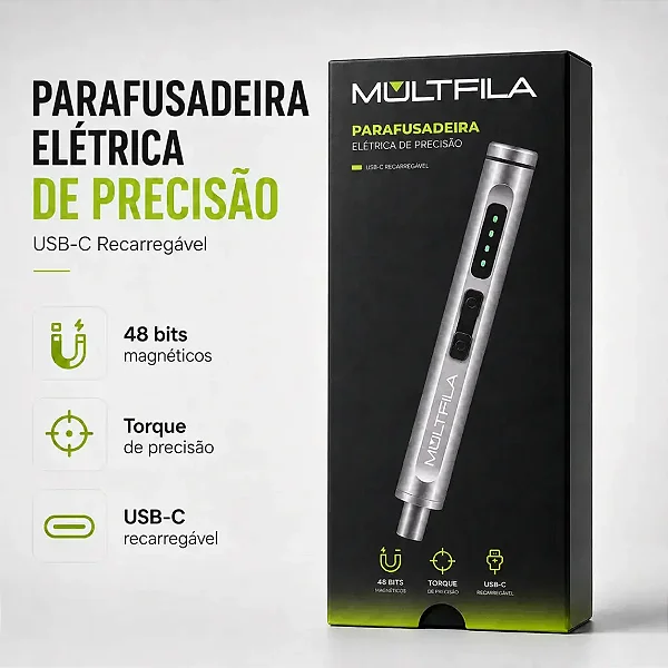 PARAFUSADEIRA ELETRICA RECARREGÁVEL DE PRECISÃO C/ 48 BITS