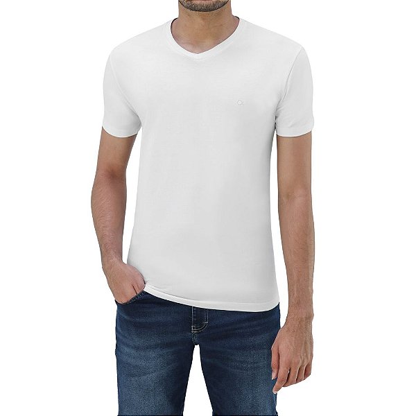 Camiseta Ogochi Essencial Slim Degote V Masculina Branca