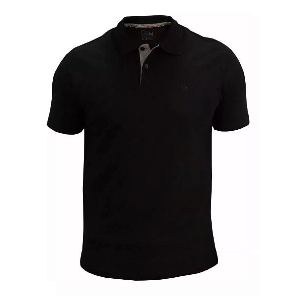 Camiseta Gola Polo Ogochi Casual Slim Masculina Preta