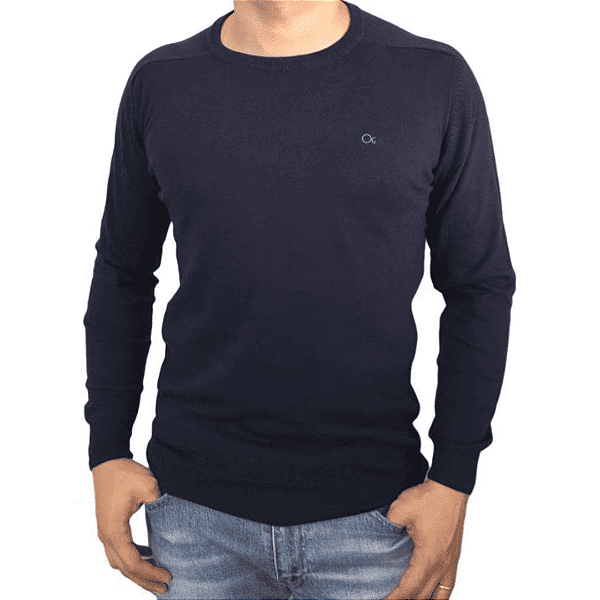 Suéter de Tricot Slim Ogochi Masculino Azul Marinho