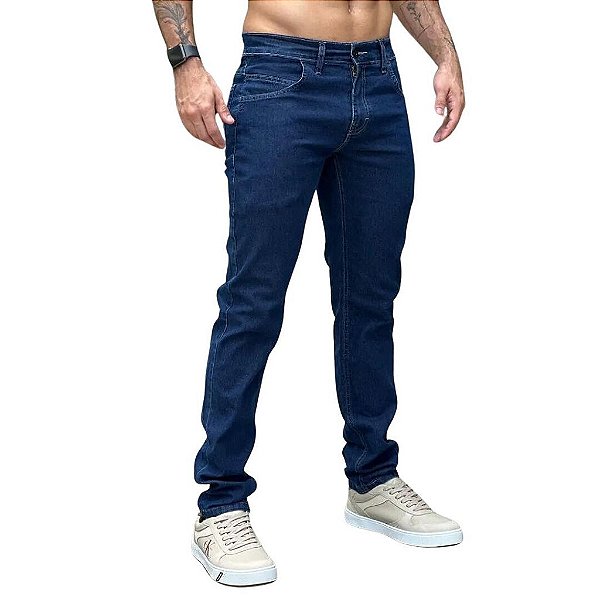 Calça Jeans Ogochi Essencial Slim Masculina Azul Marinho