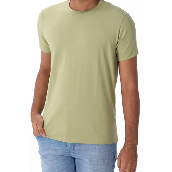 Camiseta Ogochi Essencial Slim Masculino Verde Claro Algodão