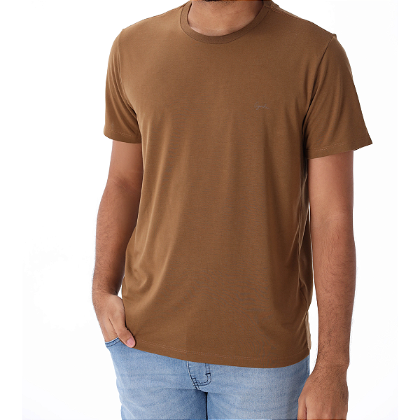 Camiseta Ogochi Essencial Slim Masculino Marrom Algodão