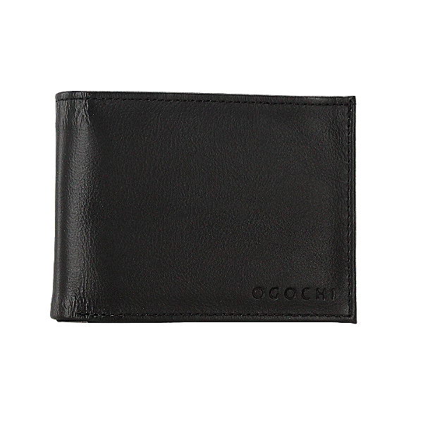 Carteira em Couro Ogochi Com Porta Cartão Preta