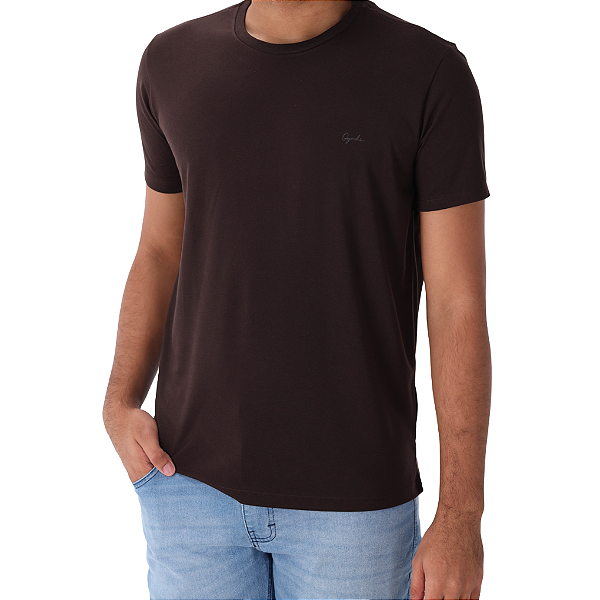 Camiseta Ogochi Essencial Slim Masculino Marrom Escuro