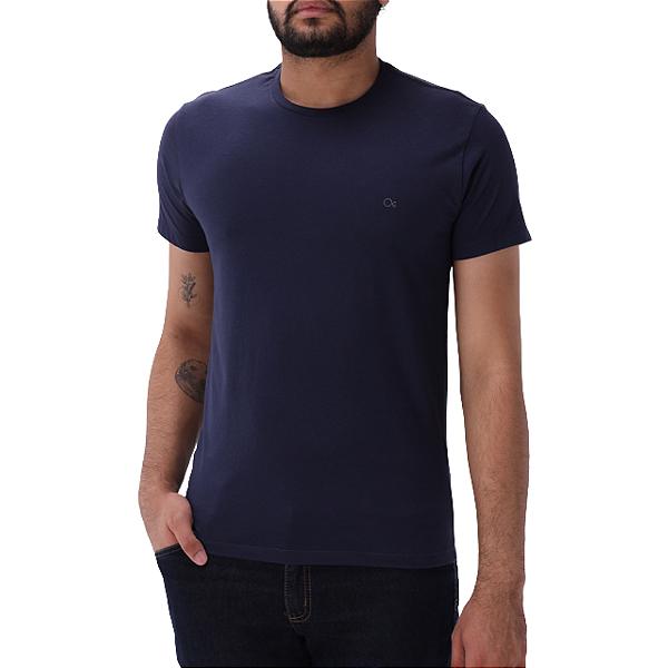 Camiseta Ogochi Manga Curta Essencial Slim Azul Marinho