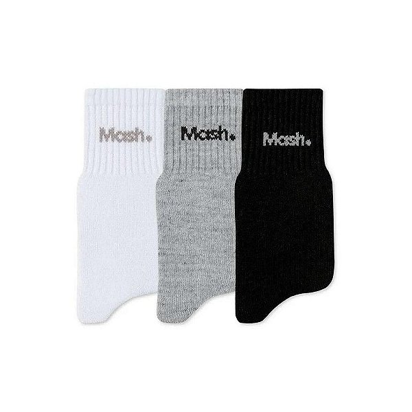 Kit 3 Pares de Meia Mash Cano Longo Casual Algodão Sortida
