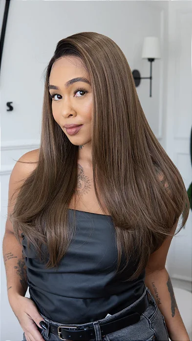 Peruca Lace Front Chocolate - Fibra Futura Premium
