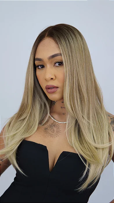 Lace Front - Peruca Loira Fibra Futura Premium