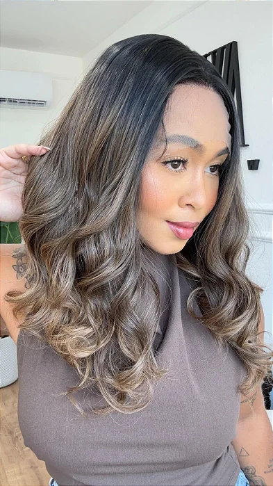 Peruca Lace Front Iluminada - Cabelo Fibra Futura Premium