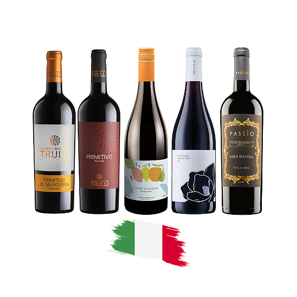 Kit Vinhos Tintos Italianos - 5 Unidades