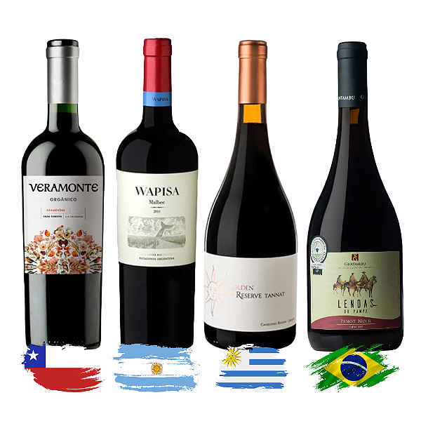 Kit Vinhos Tintos América do Sul - 4 Unidades
