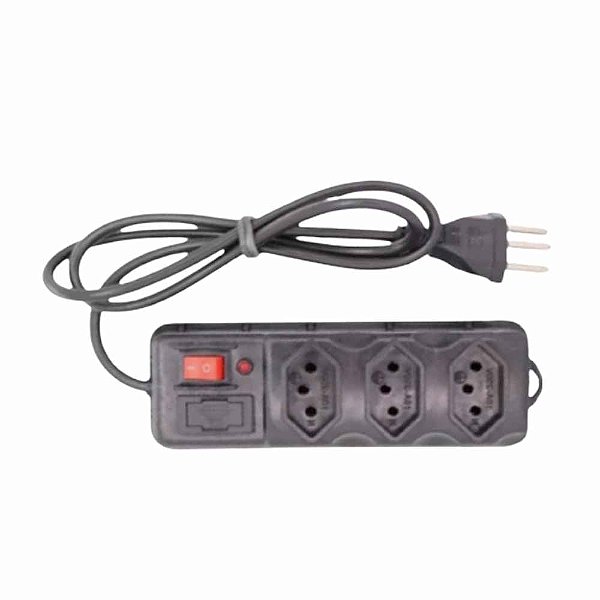 Filtro de Linha com 3 Tomadas e Interruptor