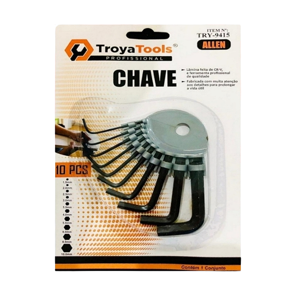 Conjunto de Chaves Allen TroyaTools - 10 Peças